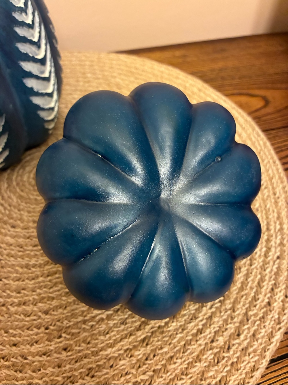 Blue and White Decorative Pumpkin Set of 4 - Picture 11 of 14